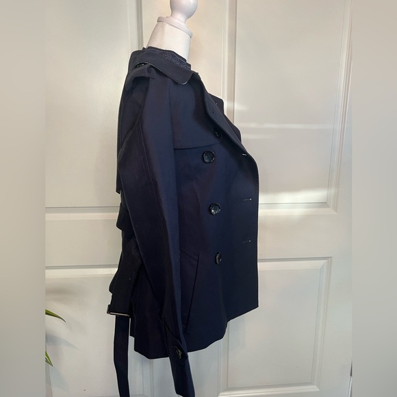 Coach Double Breasted Classic Trench Coat in Navy Sz S/P - Picture 2 of 11
